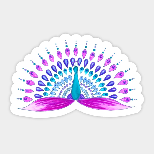 Pink and turquoise mandala peacock Sticker by Home Cyn Home 